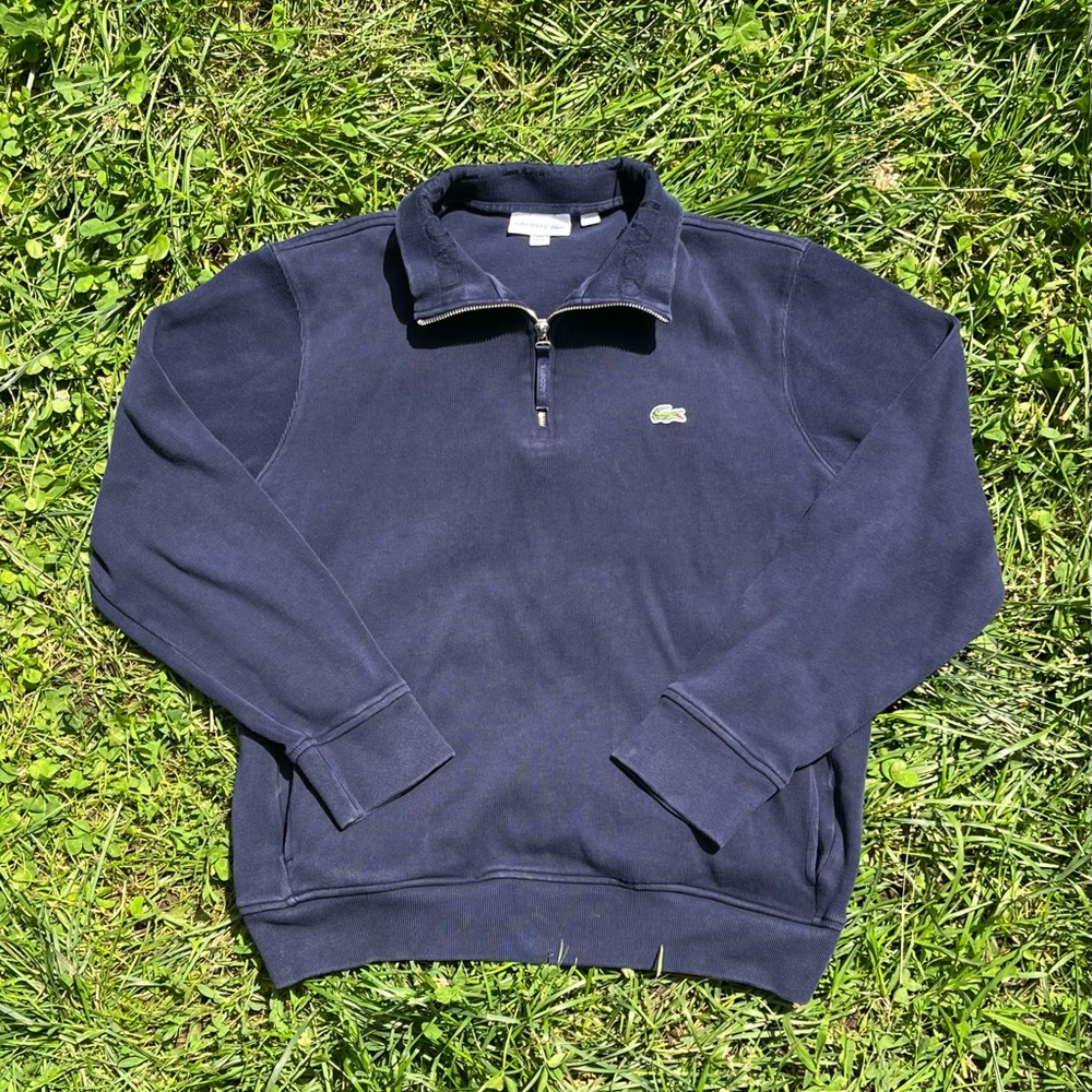 Lacoste Navy Quarter Zip Tagged XXL (Fits L)